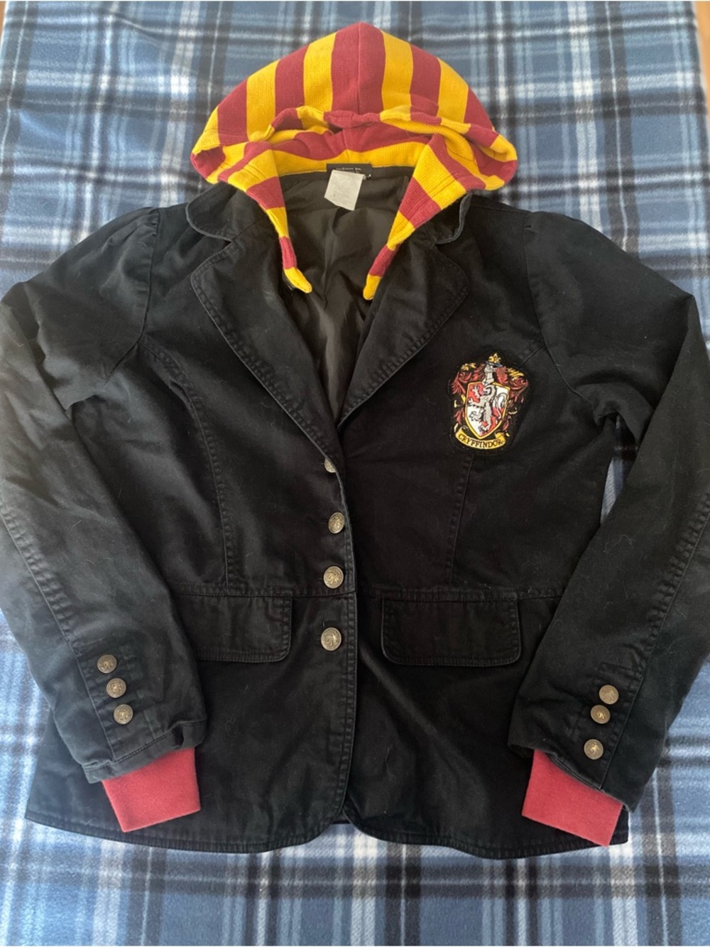 Harry Potter Gryffindor Jacket SZ XL, Detachable Hoodie, House Crest